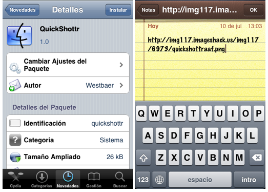 QuickShottr: Subir imágenes a ImageShack