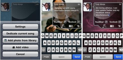 qStatus, comparte contenidos con Facebook y Twitter simultáneamente