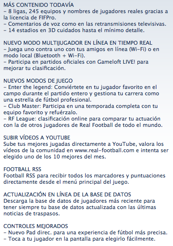 Real Football 2010: YA en el App Store