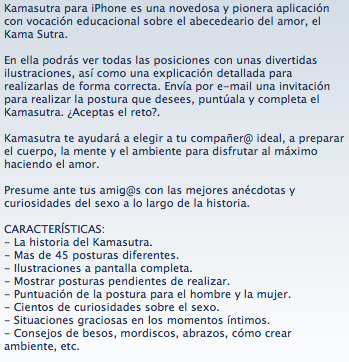 Kamasutra en el App Store