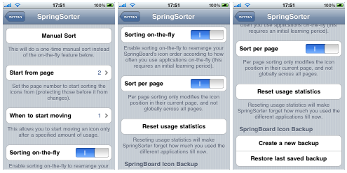 SpringSorter: Para organizar los iconos en el SpringBoard de forma automática