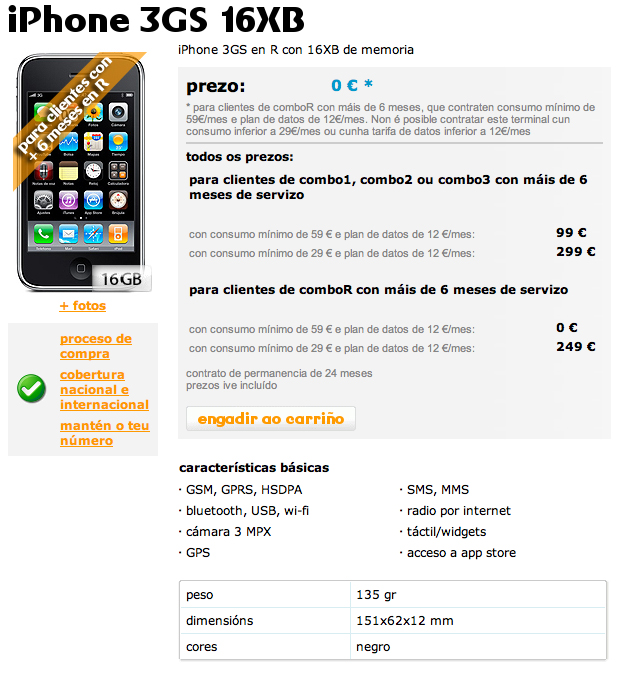 R móvil ya tiene el iPhone 3GS