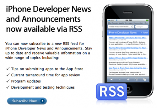 Apple anuncia RSS News Feed para desarrolladores de iPhone