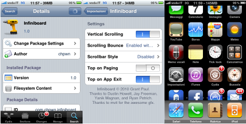 Infinitiboard, desplazamiento en vertical en el springboard