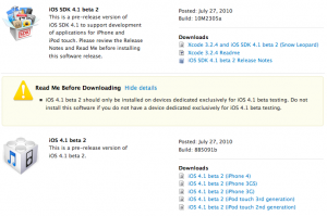 iOS y SDK 4.1 Beta 2 disponible para desarrolladores