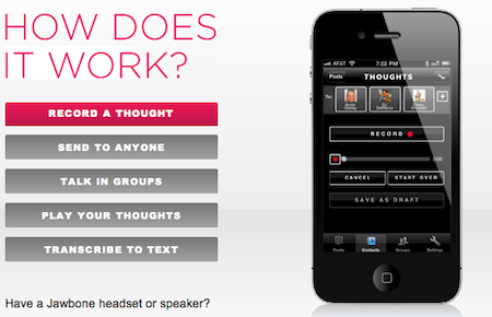 Jawbone Thoughts.  Envía mensajes a tus amigos sin usar el teclado.