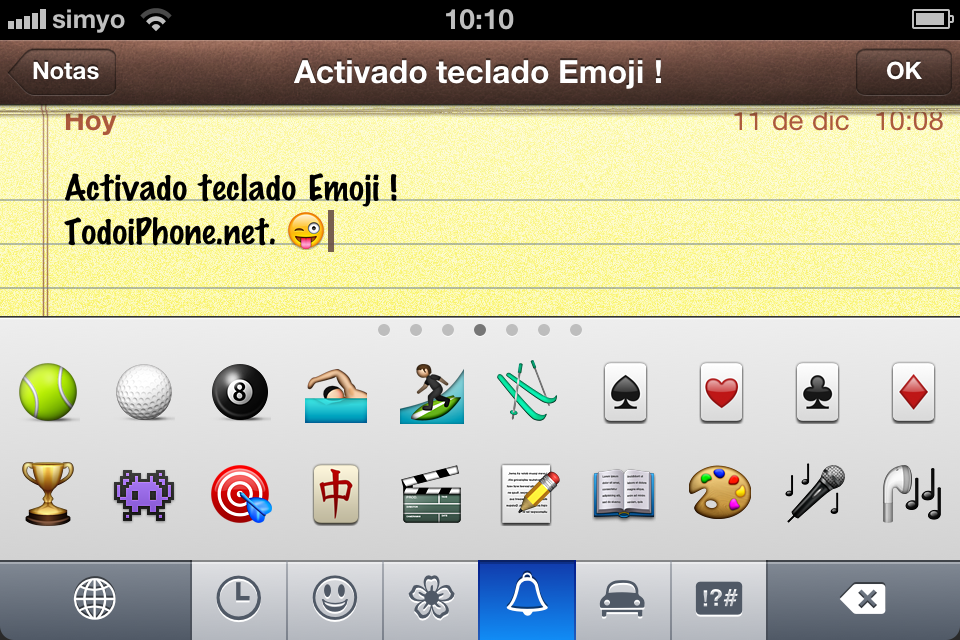 iPad con iOS 4.2.1: Activar Emoji