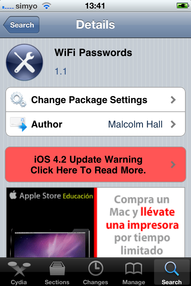 [Cydia] Wifi Passwords 1.1