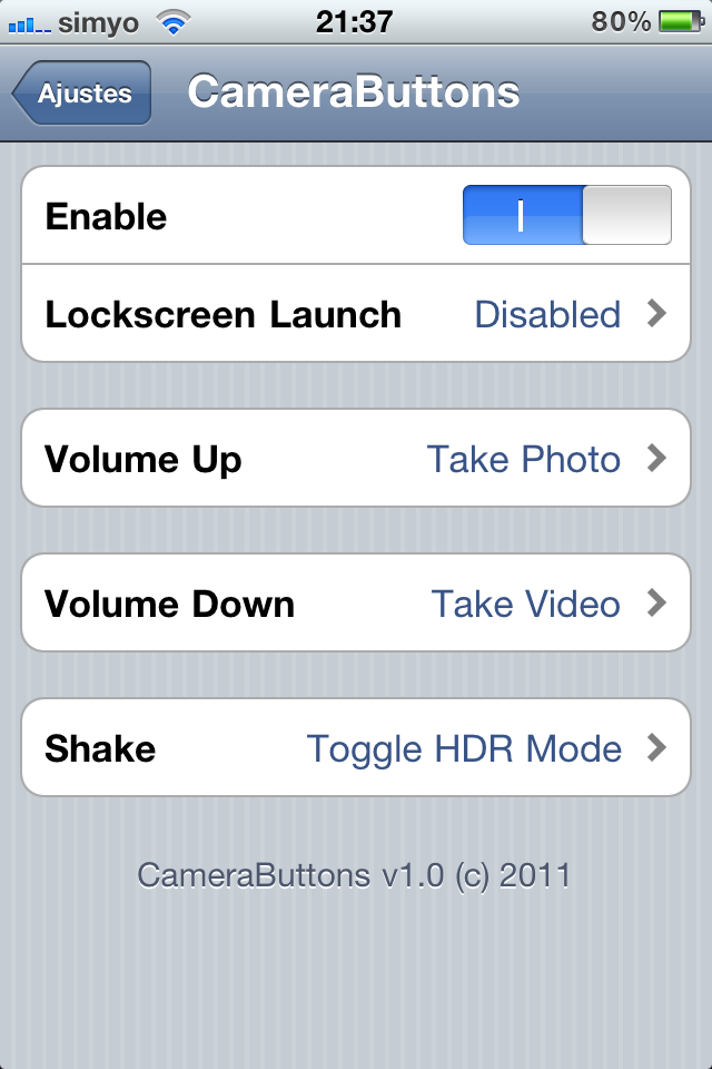 [Cydia] CameraButtons: foto y video con los botones de volumen