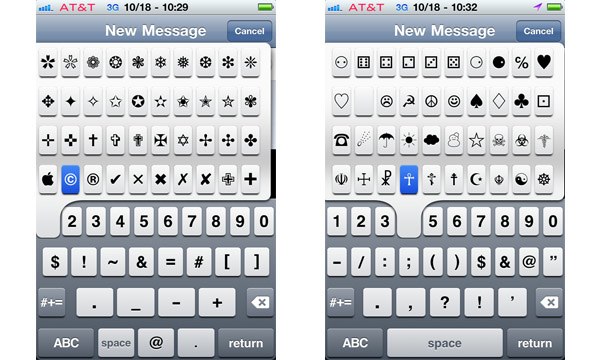 Símbolos Unicode para nuestro teclado iOS