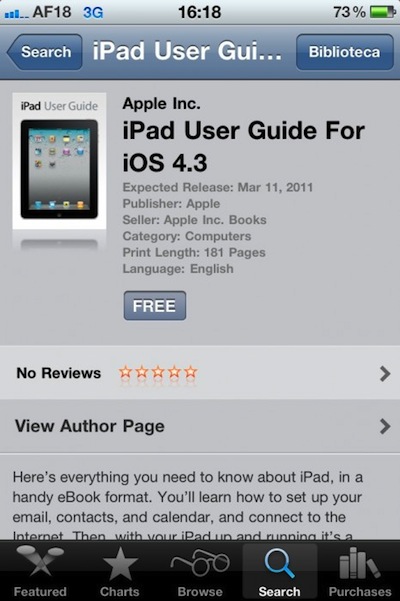 Disponible el manual del usuario del iPad con iOS 4.3 en el Store USA