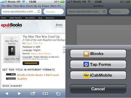 iBooks ahora puede abrir archivos ePub desde Safari y el Email