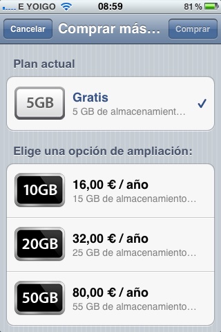 Apple revela los precios de las ampliaciones de capacidad en iCloud