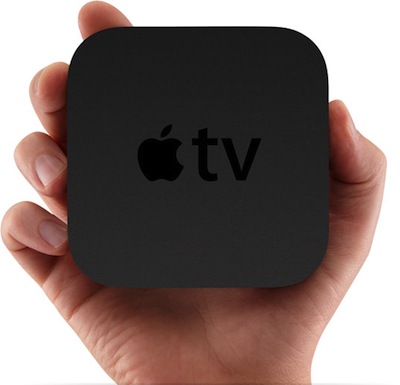 Hand holding Apple TV