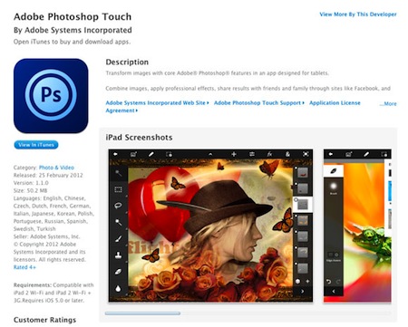 Adobe Photoshop Touch para el iPad llegará este lunes