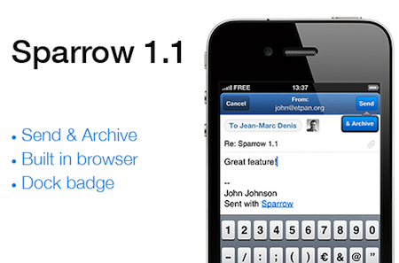 Sparrow para iPhone se actualiza a la versión 1.1 y promete notificaciones push con la próxima actualización