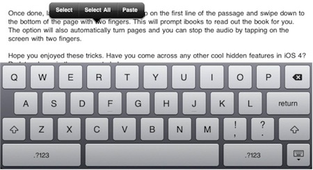Concepto de mejora de la edición de texto en el iPad
