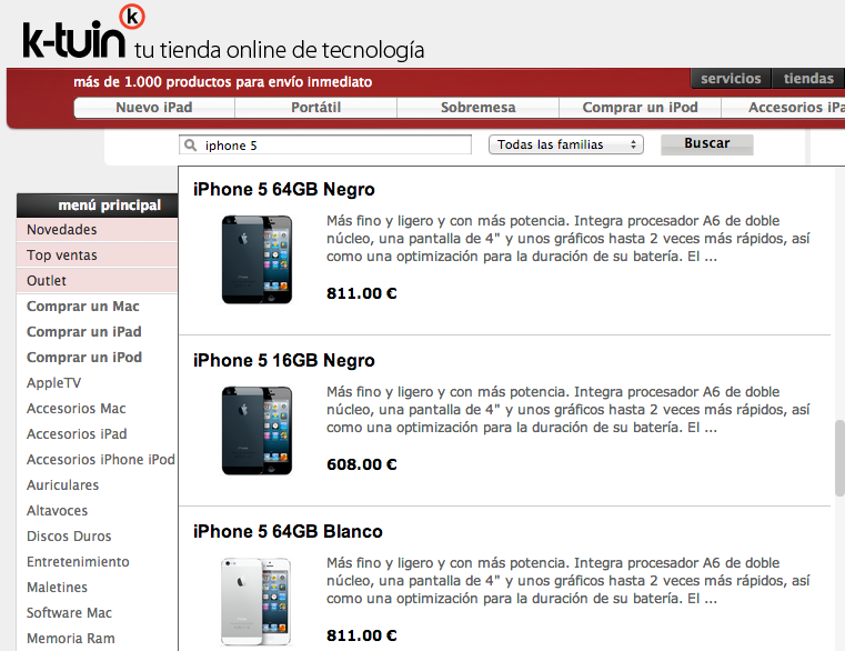 iPhone 5 K-Tuin precios