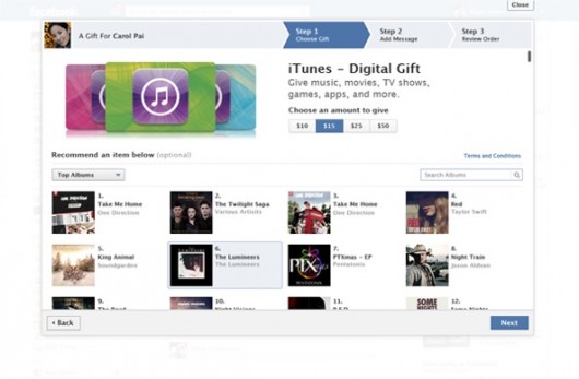 iTunes Gift card on Facebook