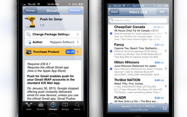 Push For Gmail Cydia Tweak