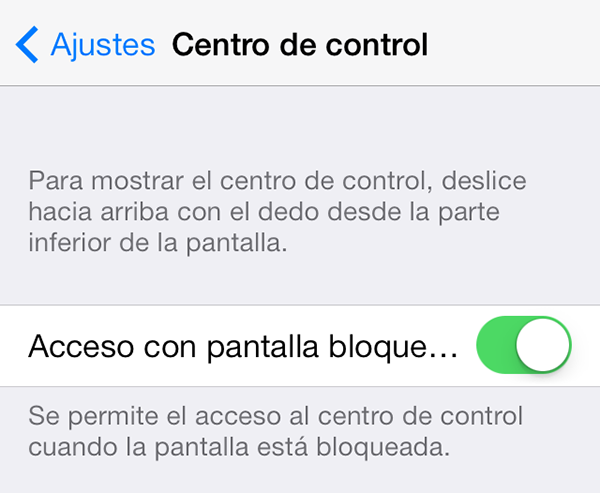 iOS 7 Desactivar Control Center Pantalla Bloqueo