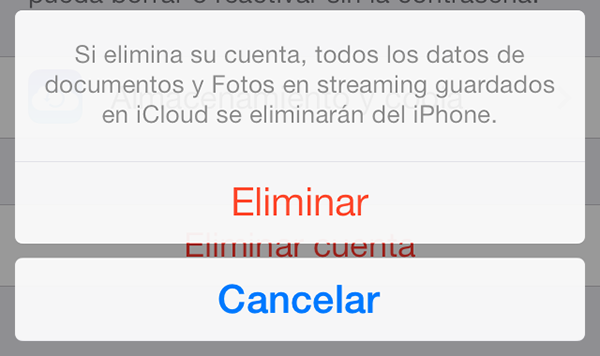 Eliminar Cuenta iCloud iOS 7