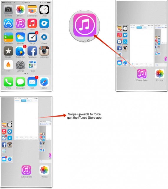 iOS 7 iTunes Store Crash - Cerrar App