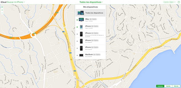 Buscar mi iPhone - iCloud Web - Mis Dispositivos