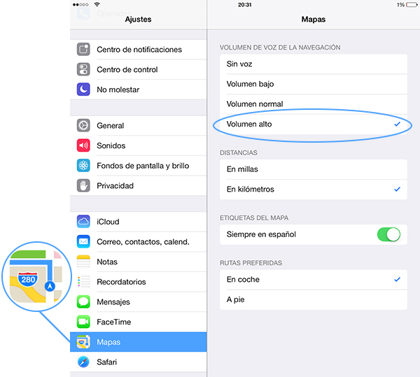 Cambiar Volumen por Defecto de la Navegacion por Voz en Mapas
