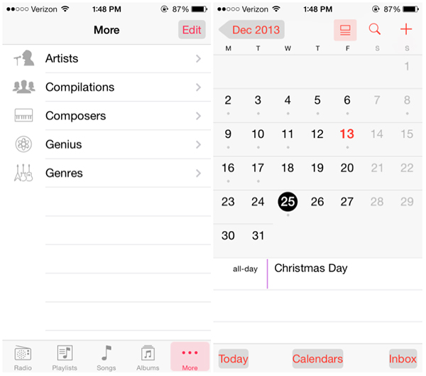 iOS 7.1 Beta 2 Novedades - Musica Calendario