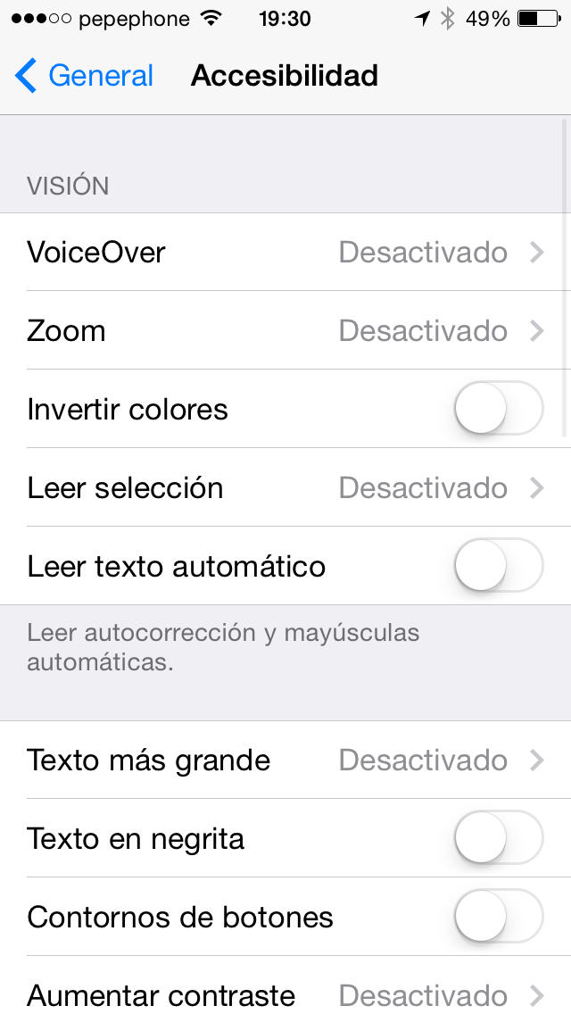 Accesibilidad iOS 7.1 - screenshot 1