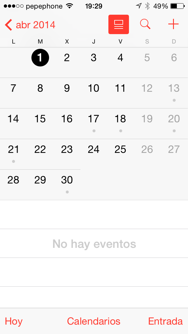 Calendario iOS 7.1 - screenshot 2