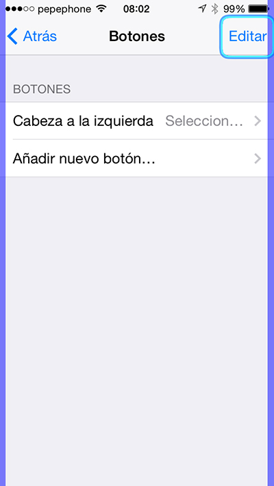 Controlar iPhone Cabeza - Botones