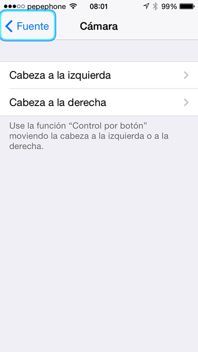 Controlar iPhone Cabeza - Camara