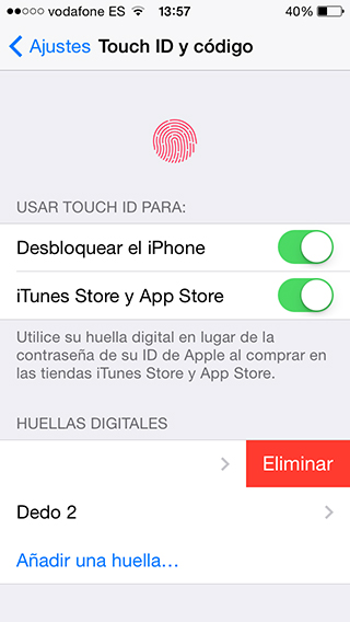 Eliminar Huellas - Touch ID