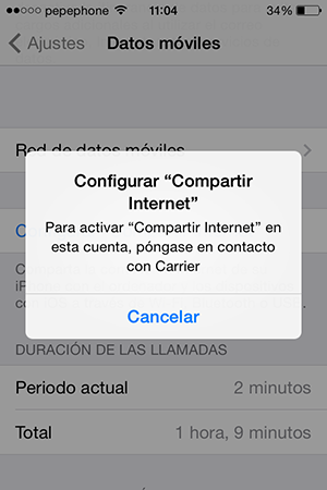 No Puedo Compartir Internet iPhone iOS 7.1 - screenshot 2