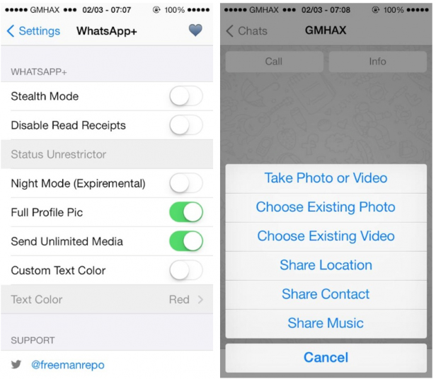 WhatsApp Plus iPhone iPad Funciones