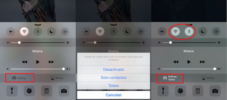 Activación AirDrop en iPhone