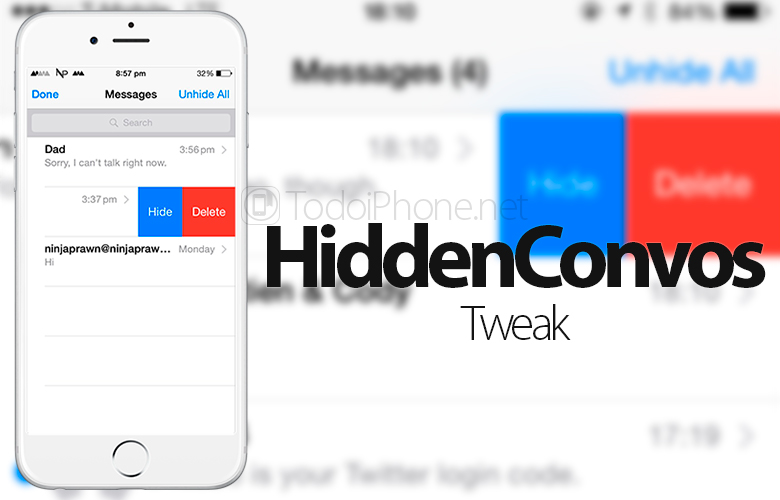 Sembunyikan percakapan iMessage dengan HiddenConvos 2